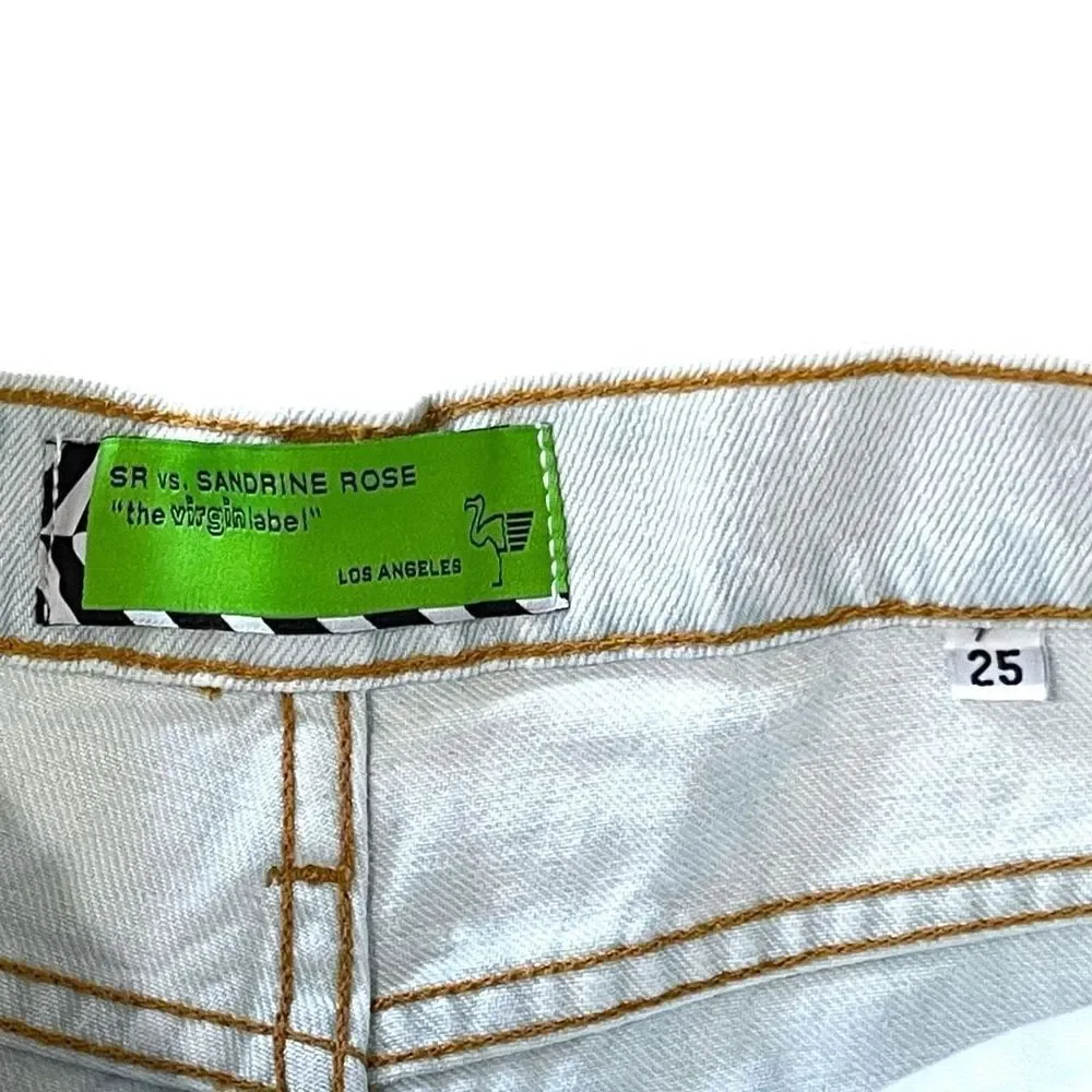SANDRINE ROSE FREE PEOPLE Blue Side Zip Distressed Shorts Size 2 | 25 NWT
